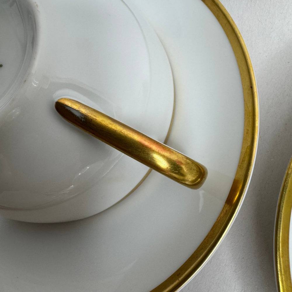 Eamag Bavaria The Empire Tea Cup Saucer Set 4 White Gold Gilt Trim Vintage - Picture 5 of 15